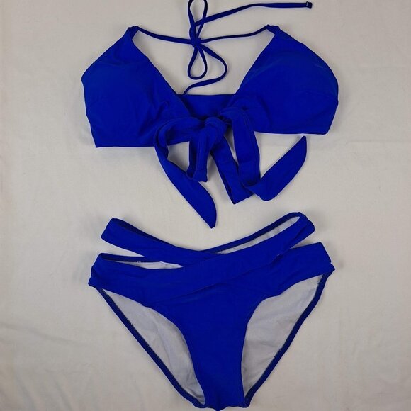 Holipick Size Small Cobalt Blue Bikini CutOut on Bottoms Ties on Bikini Top NWT - Picture 2 of 15